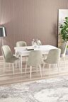 Rovena Armin Beyaz 80x132 Açılabilir Mdf Mutfak Masası Takımı 6 Adet Sandalye