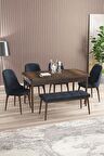 Rovena Armin Barok 80x132 Açılabilir Mdf Mutfak Masası Takımı 4 Adet Sandalye+1 Bench