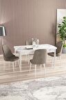 Rovena Armin Beyaz Mermer 80x132 Açılabilir Mdf Mutfak Masası Takımı 4 Adet Sandalye