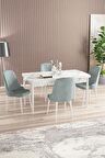 Rovena Armin Beyaz Mermer 80x132 Açılabilir Mdf Mutfak Masası Takımı 4 Adet Sandalye