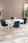 Rovena Armin Beyaz Mermer 80x132 Açılabilir Mdf Mutfak Masası Takımı 4 Adet Sandalye