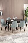 Rovena Armin Siyah Mermer 80x132 Açılabilir Mdf Mutfak Masası Takımı 6 Adet Sandalye