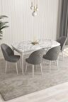 Rovena Arjeta Beyaz 80x132 Açılabilir Mdf Mutfak Masası Takımı 4 Adet Sandalye