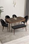 Rovena Arjeta Barok 80x132 Açılabilir Mdf Mutfak Masası Takımı 4 Adet Sandalye+1 Bench