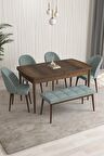 Rovena Arjeta Barok 80x132 Açılabilir Mdf Mutfak Masası Takımı 4 Adet Sandalye+1 Bench