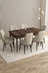 Rovena Flora Barok 80x132 Açılabilir Mdf Mutfak Masası Takımı 6 Adet Sandalye