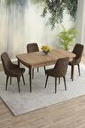 Rovena Eylül Meşe 80x132 Açılabilir Mdf Mutfak Masası Takımı 4 Adet Sandalye