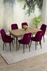 Rovena Eylül Meşe 80x132 Açılabilir Mdf Mutfak Masası Takımı 6 Adet Sandalye