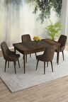 Rovena Eylül Barok 80x132 Açılabilir Mdf Mutfak Masası Takımı 4 Adet Sandalye