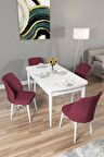 Rovena Arel Beyaz 80x132 Açılabilir Mdf Mutfak Masası Takımı 4 Adet Sandalye
