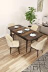 Rovena Arel Barok 80x132 Açılabilir Mdf Mutfak Masası Takımı 4 Adet Sandalye