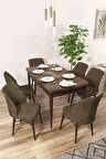 Rovena Arel Barok 80x132 Açılabilir Mdf Mutfak Masası Takımı 6 Adet Sandalye