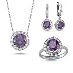 Gümüş Anturaj Kolye, Küpe ve Yüzük Seti