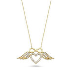 Altın Kalpli Melek Kanadı Sonsuzluk Kolye