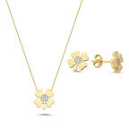 Altın Yonca Kolye ve Küpe