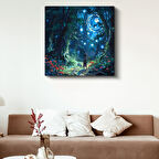 Büyülü Orman - Mavi Ay Işığı Anime Kanvas Tablo