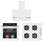 Simfer 10 Fonksiyon Airfry Beyaz 3'lü Ankastre Set (8216 Fırın + 3507 Ocak + 8739 Davlumbaz)