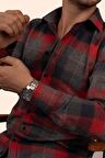 Kırmızı Gri Dama Desenli Oduncu Slimfit Gömlek