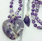 1859 Kalp Ametist el yapımı kolye