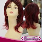 Ateş Kızılı Sentetik Peruk Katlı Kesim