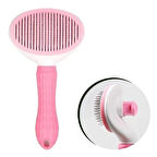 İpek Yıldızı® Kedi Köpek Tüy Toplayıcı Kendini Temizleyebilen Ergonomik Saplı Evcil Hayvan Tarağı Pembe