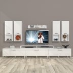 Decoraktiv Ekoflex 8da Mdf Krom Ayaklı Tv Ünitesi Tv Sehpası - Parlak Beyaz