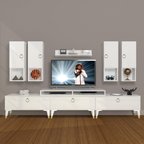 Decoraktiv Ekoflex 8da Mdf Gold Tv Ünitesi Tv Sehpası - Parlak Beyaz