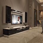 Decoraktiv Trendstyle 5220D Mdf Tv Ünitesi Tv Sehpası - Beyaz - Siyah Mermer
