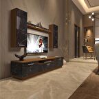 Decoraktiv Trendstyle 5D Mdf Tv Ünitesi Tv Sehpası - Ceviz - Siyah Mermer