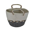 T.Concept Çok Amaçlı Pamuk Dokuma Halat Saklama Sepeti Küçük Gri