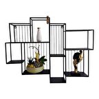 T.Concept Dekoratif Metal Duvar Rafı 8 Bölmeli Kitaplık, Bibloluk Siyah Renk