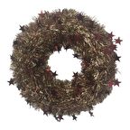 T.Concept Yılbaşı Ön Kapı Süsü Kırmızı Yıldız Detaylı, Gold Ve Kırmızı Çelenk