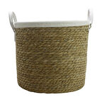 T.Concept Dekoratif Dayanıklı Yuvarlak Halatlı Kahverengi-Beyaz Sepet Orta (M)