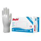 Beybi Lateks Pudralı Beyaz Muayene Eldiveni 100' lü Paket Medium