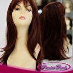 Kızıl Uzun Sentetik Peruk Düz Model