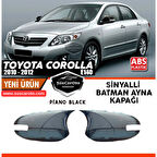 Toyota Corolla E140 FL Sinyalli 2010-2012 Uyumlu Batman Yarasa Ayna Kapağı Piano Black ABS Plastik Sağ Sol Takım