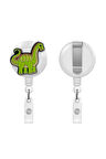 Yeşil Dinazor Figürlü Yoyo Kartlık Yaka İpi Tutucu