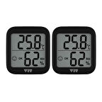 VIT 2'li İç Mekan Dijital Isı ve Nem Ölçer Siyah Termometre BVT17-01