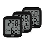VIT 3'lü İç Mekan Dijital Isı ve Nem Ölçer Siyah Termometre BVT17-02