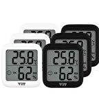 VIT 6'lı İç Mekan Dijital Isı ve Nem Ölçer Siyah-Beyaz Termometre KVT17-02