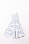 LACİEL PARİS KIZ ÇOCUK ÇİZGİLİ PAMUKLU ASKILI YAZLIK ELBİSE