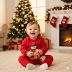 BEBEK YILBAŞI NOEL TEMALI KARDAN ADAM BASKILI EŞOFMAN TAKIMI