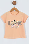 KIZ ÇOCUK TSHİRT LOVE BASKILI BİSİKLET YAKA E26