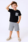 ERKEK ÇOCUK ŞORTLU TAKIM ÇİZGİLİ CEP DETAYLI E15