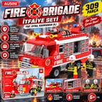 İtfaiye Seti 309 Parça Fire Brigade İtfaiye Aracı ve İtfaiyeci Figürlü Yapım Oyuncağı