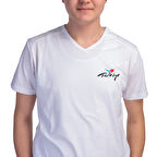 Formteks Baskılı Türkiye Logolu Omuz Garnili V yaka Beyaz Tişört