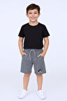 ERKEK ÇOCUK ŞORT CEPLİ DÜZ RENK BASKILI RAHAT KALIP E34