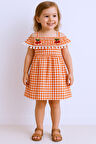 KIZ ÇOCUK ASKILI ELBİSE DANTELLİ EKOSE DESENLİ B14