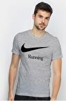 Nike Dri-Fit Running Erkek Gri Spor Tişört 