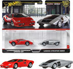 1:64 Hot Wheels Premium Car Culture 2'li Paket LAMBORGHINI COUNTACH LP5000 QV  & LANCIA STRATOS ZERO HBL96 - JBL02